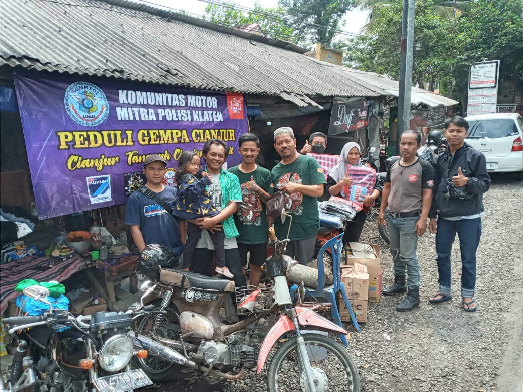 Galang Dana “Kommpol” Bikers Klaten Bantu Warga Terdampak Musibah Gempa Cianjur.